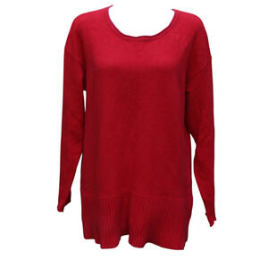 J. Jill Red Tunic Sweater Women’s Roll Collar Merino Wool‎ Holiday Size XL